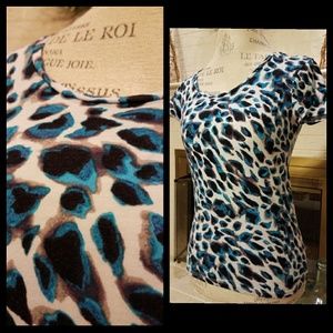 ANN TAYLOR Animal Print Top Small S